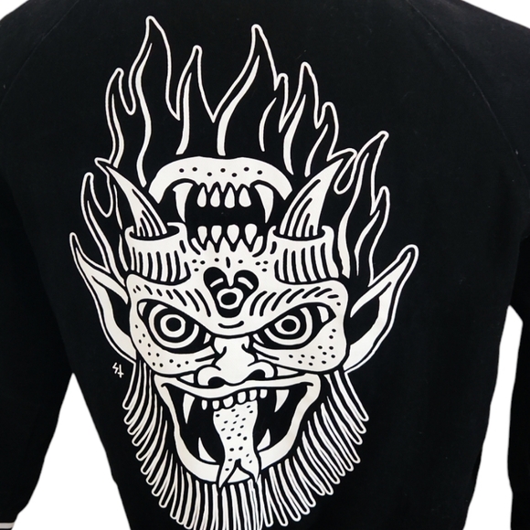 Sketchy Tank x Swallows & Daggers Varsity Jacket extremely Rare Exclusive Black - Picture 7 of 12